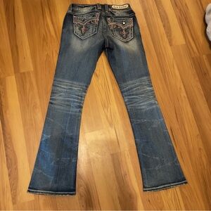 Rock Revival Blue Bootcut Jeans with Embroidered Pockets